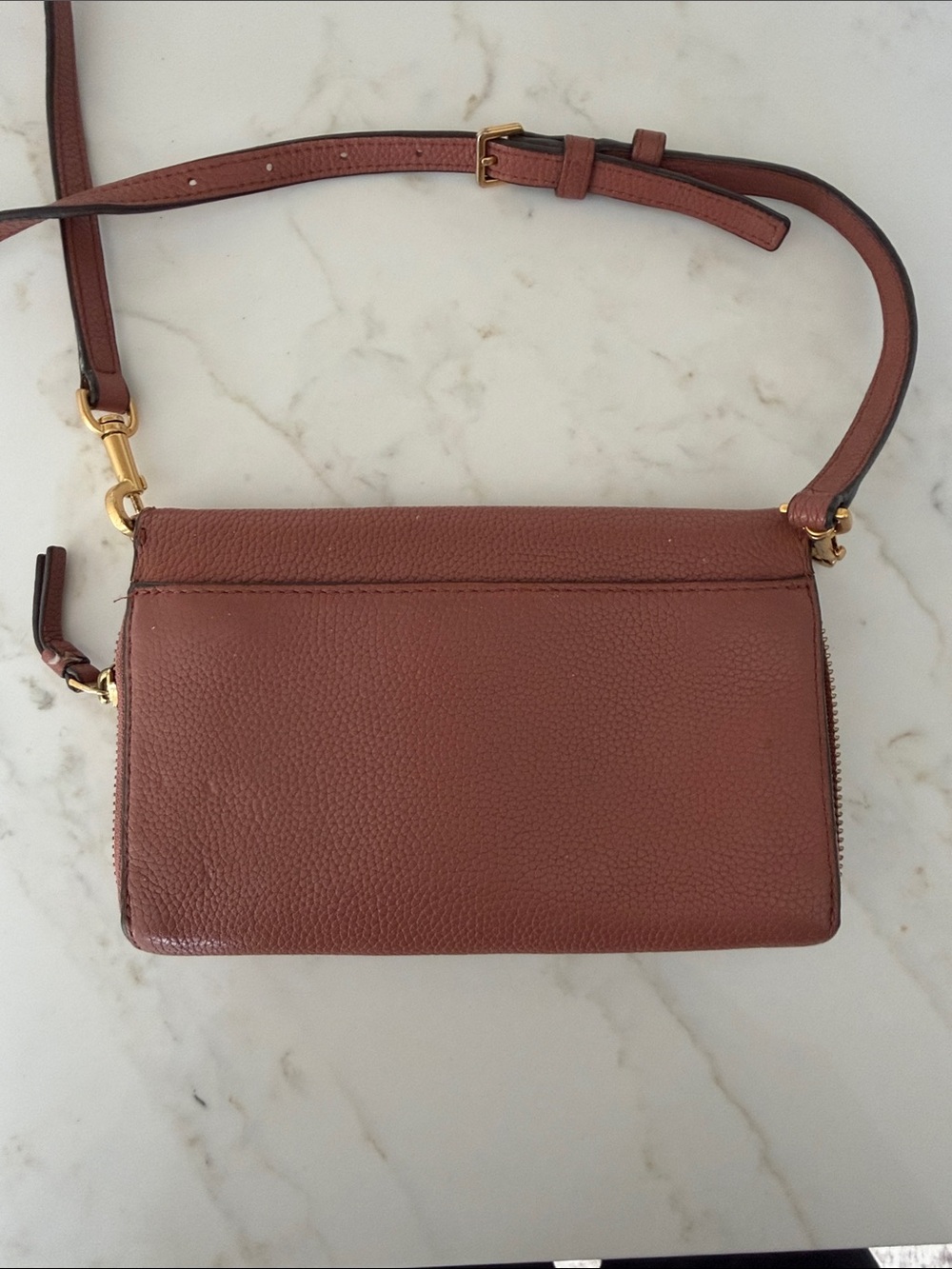 Tory Burch Small Leather Crossbody in Warm Chestnut - Picture 3 of 6